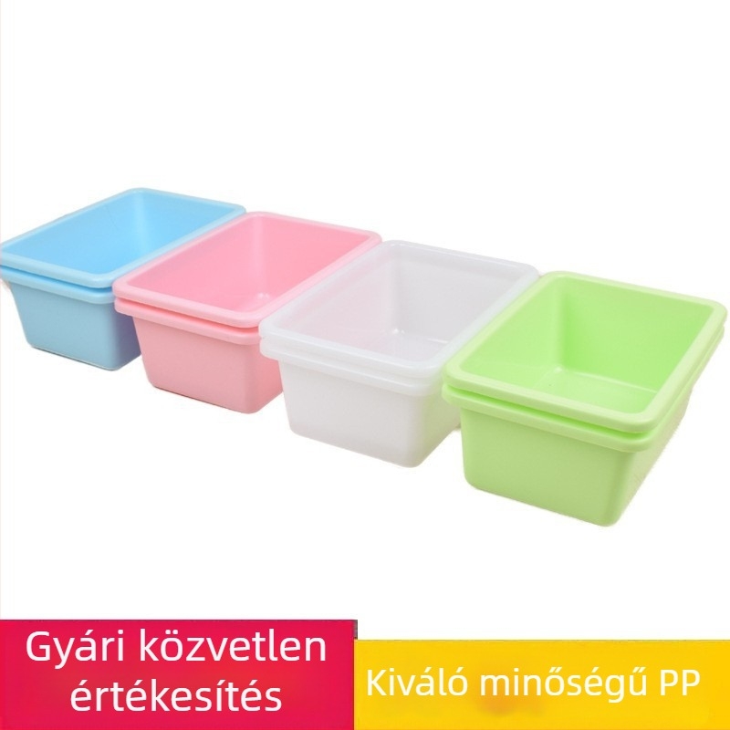 Téglalap alakú műanyag tárolókosár gyerekeknek, játékok rendszerező, 10 L, egyszínű