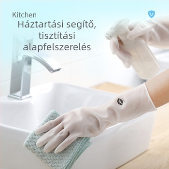 Női latex kesztyűk a konyhába, vastagabbak, kopásállóak, vízállóak, mosogatáshoz és mosáshoz