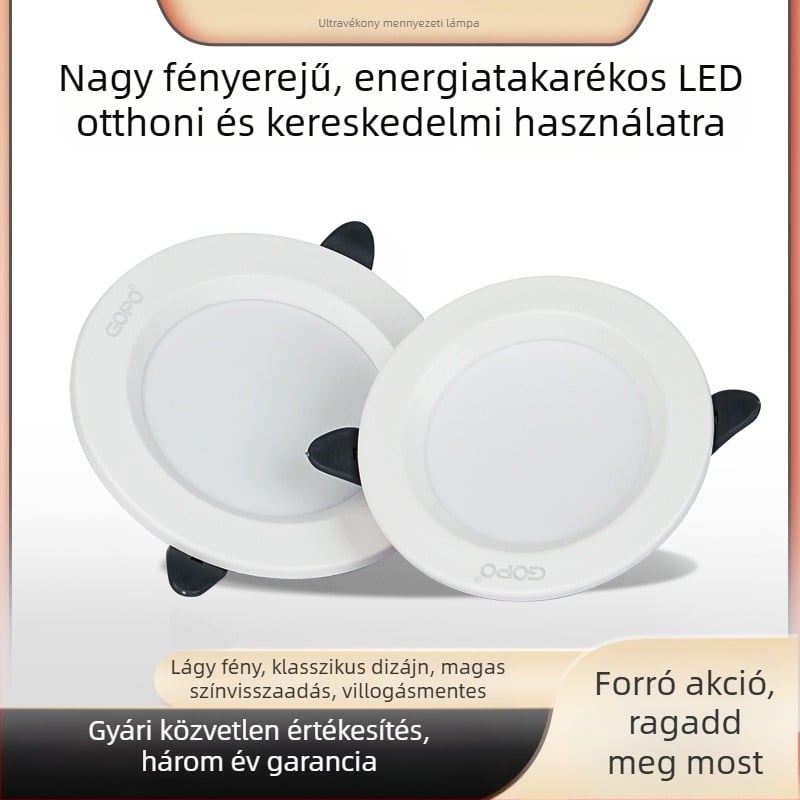 GOPO A6LED beépített LED downlight, 5W–24W, kereskedelmi és irodai világítás