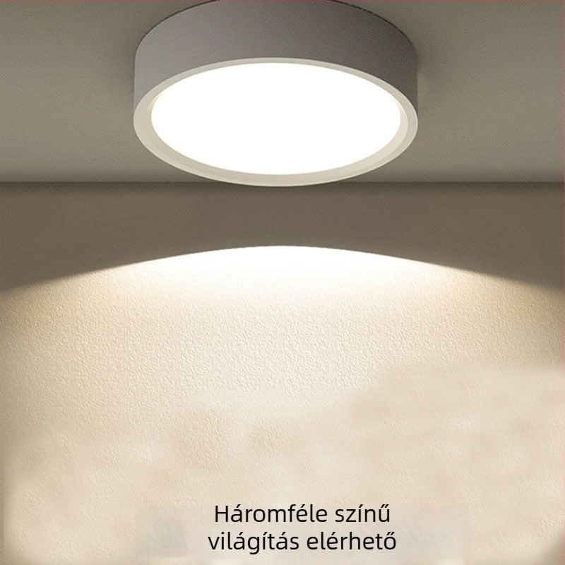 Radaros mozgásérzékelő, felületre szerelt kör alakú LED-downlight, hangvezérléssel, furatok nélkül, IR éjszakai világítás folyosóhoz