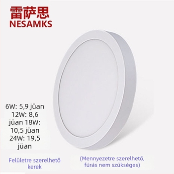 LED kerek mennyezeti panel lámpa, beépített downlight, öntött alumínium, párásodás elleni, 6-10 W, 6500K hideg fehér