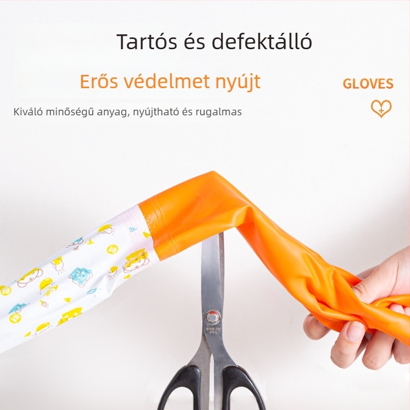 PVC hosszú konyhai kesztyű fleece belsővel, mosogatáshoz és ruhák mosásához, háztartási tisztítás