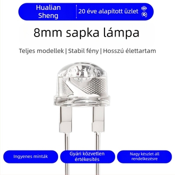 F8mm straw hat LED gyöngyök, inline 0.5W, fehér LED
