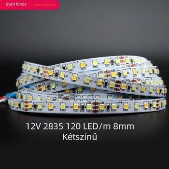 Szekrény LED szalag, 12V, 2835 LED-ek, kettős fényhőmérséklet, 120 LED, 8 mm szélesség, kisfeszültség, keret kettős panellel