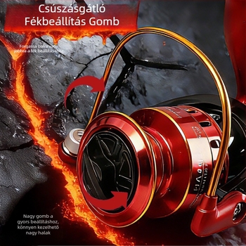 Teljesen fémből készült spinning orsó, Fire Lizard modell, hosszú dobások, mélytengeri használatra, korrózióálló sós víz ellen