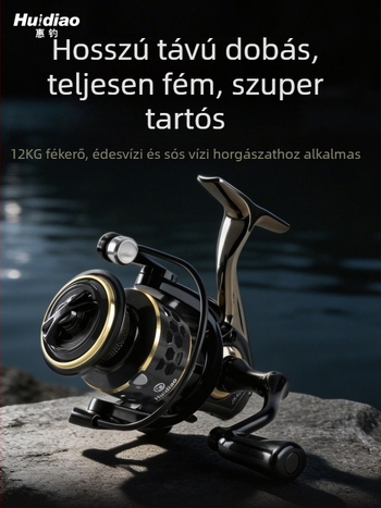 Huidiao teljesen fémből készült spinningorsó hosszú dobásokhoz, valódi horgászorsó tengeri botokhoz és sziklához
