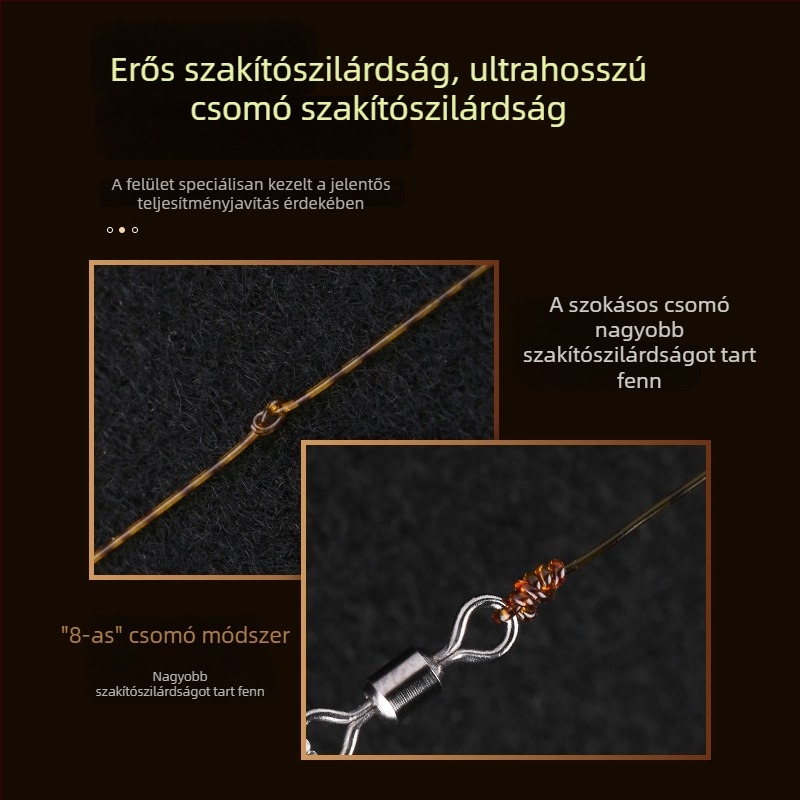 Arany pöttyös nylon horgász zsinór, fő- és vezető zsinór, 100 m