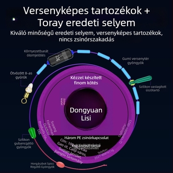Toray szálból készült fő damil horgászathoz, csomóval megerősített, kész használatra, valódi termék