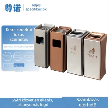 Rozsdamentes acél négyszögletes hamutál és szemetes előcsarnokokba, kórházakba, szállodák halljába és irodaépületekbe – luxus testreszabható hulladékgyűjtő