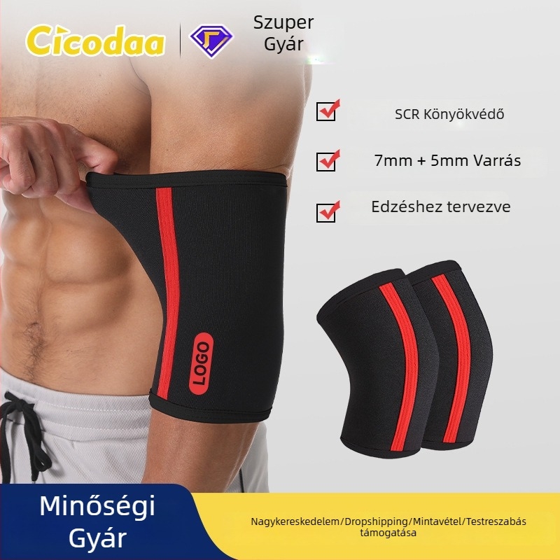 Könyökvédők edzéshez és sporthoz, 7 mm/5 mm neoprén anyag, erőemeléshez és erőnléti edzéshez
