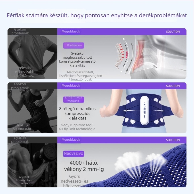 Orvosi deréktámasztó öv gerincsérvre, derékizomok megterhelésére és hátfájásra, derék támasz, uniszex