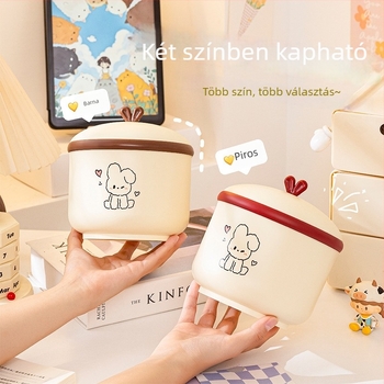 Kompakt nyuszi mintás asztali szemetes fedővel, 4 L kapacitással, otthoni és irodai használatra