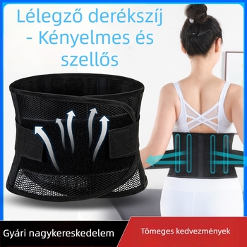 Deréköv acéllemezzel a lumbális lemez fixálásához, légáteresztő hálós deréktámasz