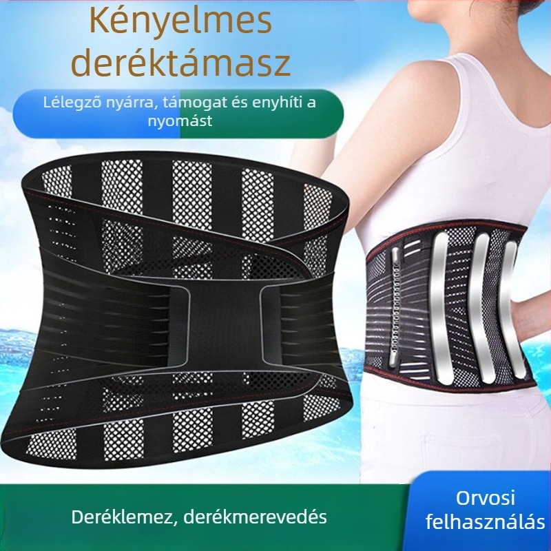 Légáteresztő derékszíj szélesített acéllemez-támasz