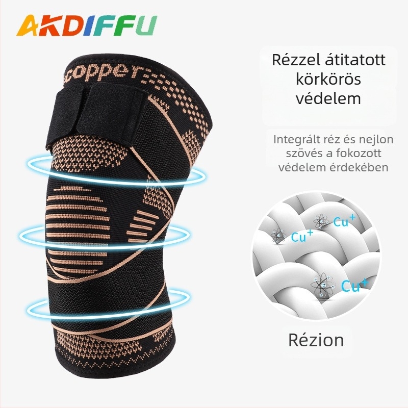 Sportos térdvédők pánttal, férfiak és nők számára, légáteresztő kötött nylonból, csúszásmentes, kosárlabda és futás