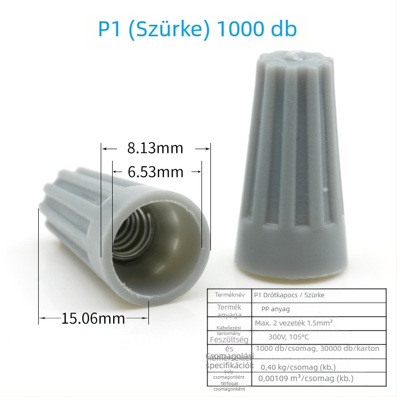 Spirálisan crimpelt sapka, rugós terminál vezetékcsatlakozó, forgó terminálblokk P1/P2/P3/P4/P6
