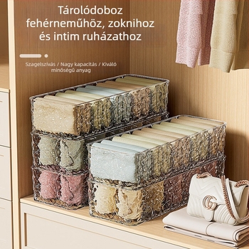 Öt rekeszes osztott tároló doboz fehérneműkhöz, asztali rendező