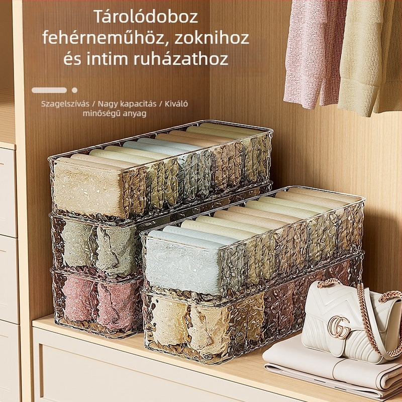Öt rekeszes osztott tároló doboz fehérneműkhöz, asztali rendező