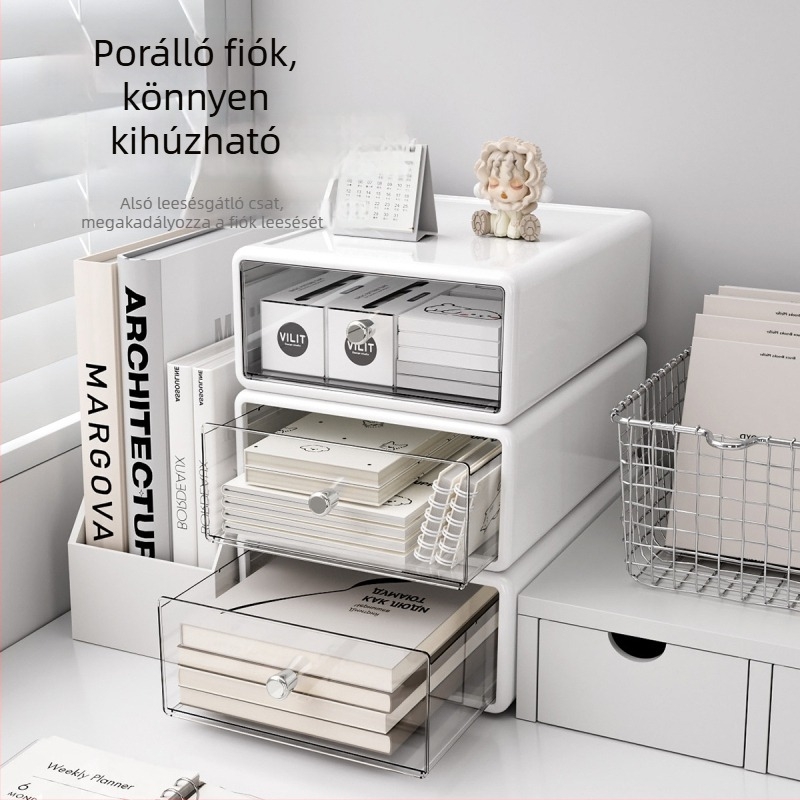 Íróasztali tároló ládás doboz kozmetikumok, ékszerek és irodai kellékek számára