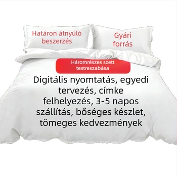 Digitális nyomtatású ágyneműszett, három részes: paplanhuzat, lepedő és párnahuzatok; anime minta, nordic stílus; műszál, 90 g/m²