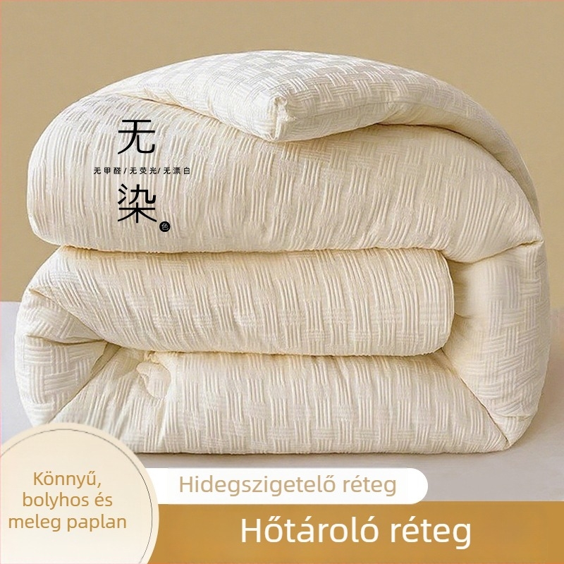Téli vastag meleg műszál-töltetű paplan texturált fehér huzattal, mind a négy évszakra