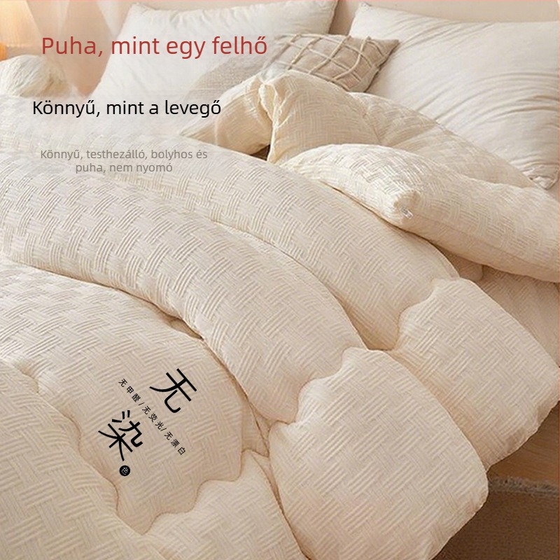 Téli vastag meleg műszál-töltetű paplan texturált fehér huzattal, mind a négy évszakra