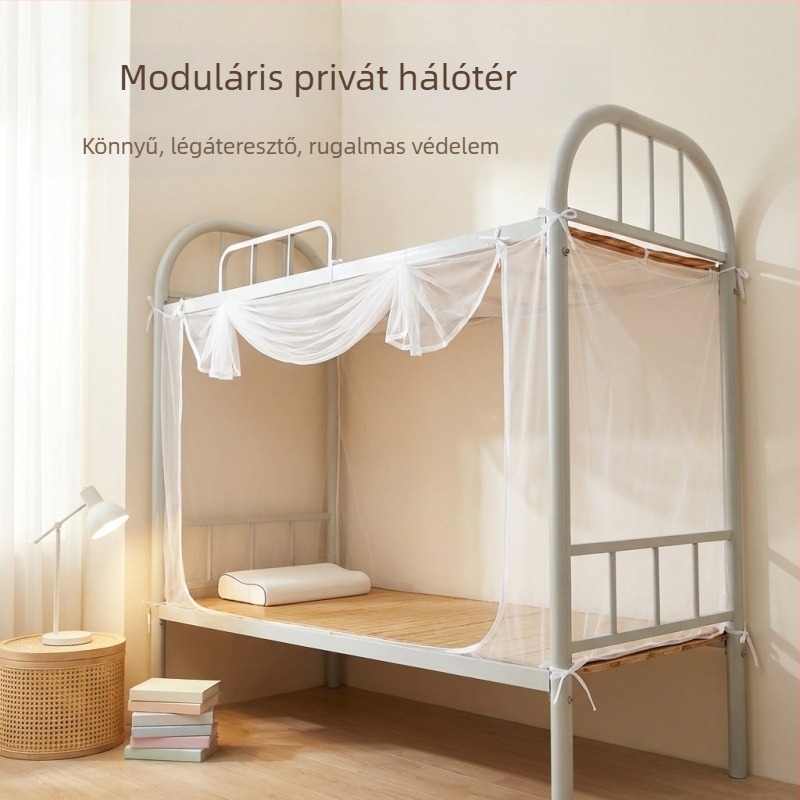 Alsóágy háló kollégiumi szobához, teljes lefedés, cipzáros ajtó, rögzítő zsinór, minimalist stílus, poliészter