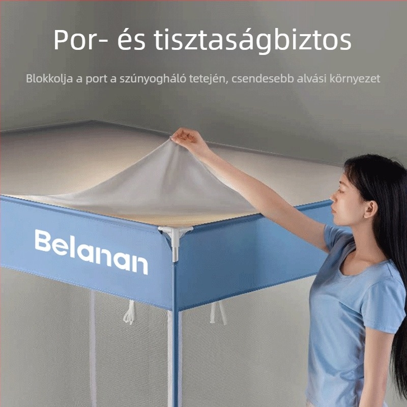 Négyzet alakú szúnyogháló felső takaró — fényzáró és porvédő anyag, szél elleni védelem, hálószobai használatra, méretek 1,2 m / 1,5 m / 1,8 m