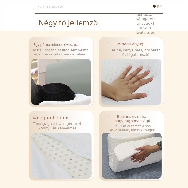 Természetes latexből készült párna felnőtteknek, nyak és nyaki gerinc támogatással, otthoni használatra, latex belső mag