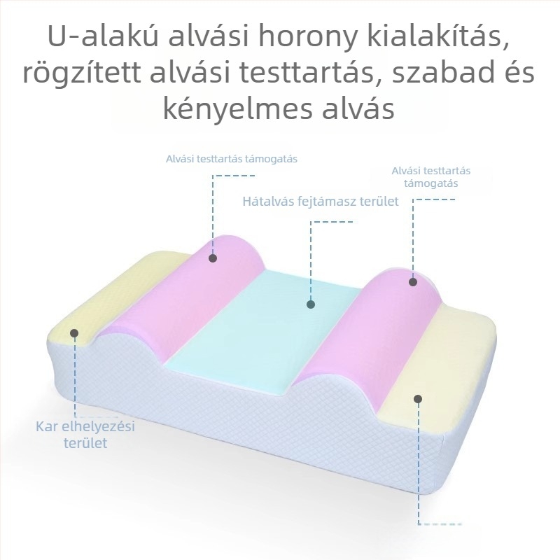 Memóriahabos párna, U‑alakú nyakpárna oldalt fekvéshez, nyaki gerinc támogatás