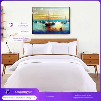 Hotelstílusú négy részes ágyneműkészlet 100% pamutból, 80-as szálszámú, szatén szövésű, egyszínű; tartalmaz lepedőt, paplanhuzatot és két párnahuzatot