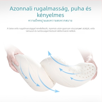 Természetes latexből készült U-alakú nyakpárna rövid szundikáláshoz, utazáshoz és repülőúthoz – felnőtteknek nyak‑támasz