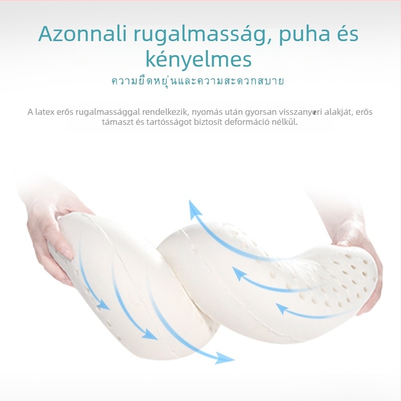 Természetes latexből készült U-alakú nyakpárna rövid szundikáláshoz, utazáshoz és repülőúthoz – felnőtteknek nyak‑támasz