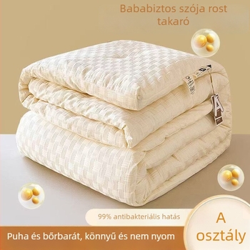 Szójafehérje rostból készült négyévszakos paplan, vastag téli meleg, nyári hűvösség, diákszállóra alkalmas, dupla ágyhoz