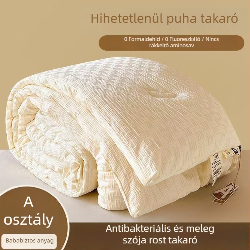 Szójafehérje rostból készült négyévszakos paplan, vastag téli meleg, nyári hűvösség, diákszállóra alkalmas, dupla ágyhoz