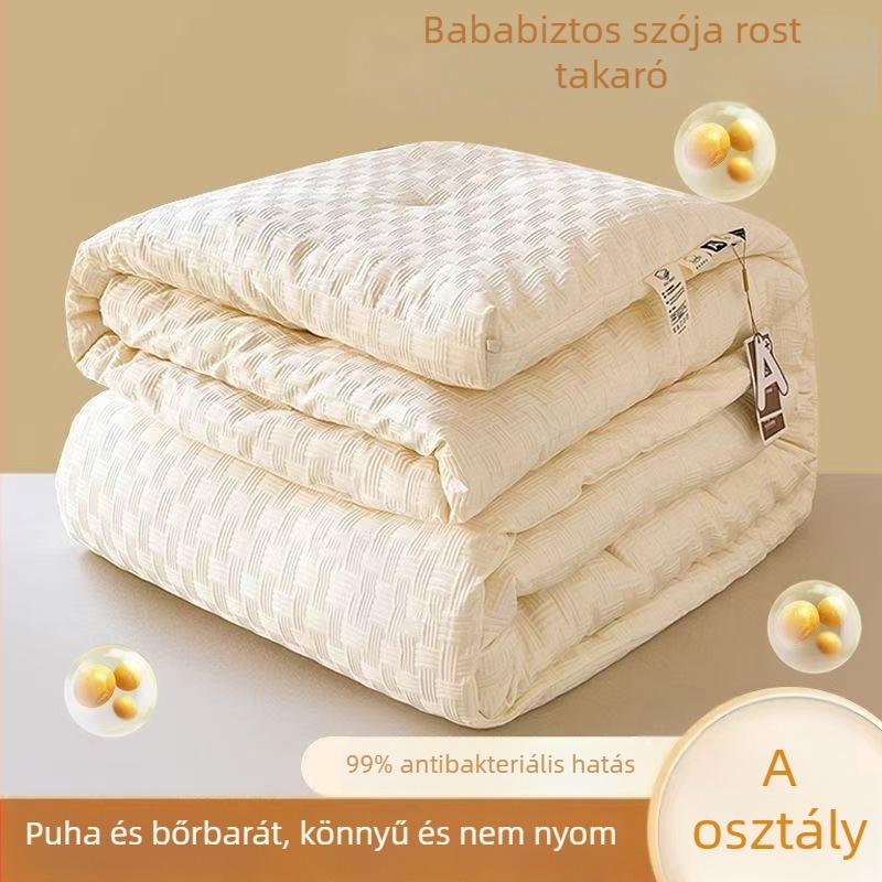 Szójafehérje rostból készült négyévszakos paplan, vastag téli meleg, nyári hűvösség, diákszállóra alkalmas, dupla ágyhoz