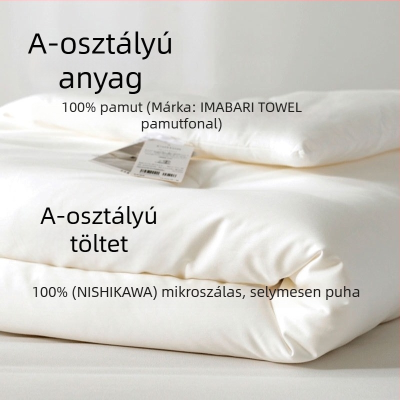 A-kategóriás 100% pamut paplan, minden évszakra, nyáron könnyű, télen meleg, mikroszálas töltet, satin szövés