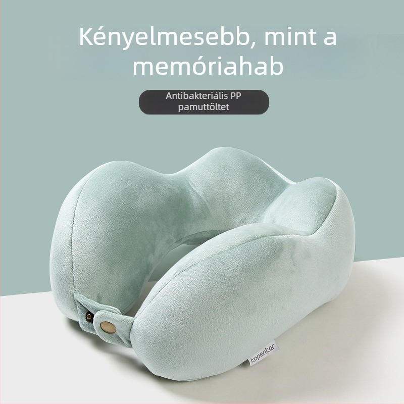 Vastagított U alakú utazó nyakpárna, XXL méret, domborodó dizájn, poliészter töltet, modern minimalista stílus