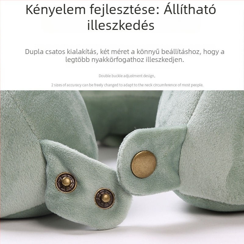 Vastagított U alakú utazó nyakpárna, XXL méret, domborodó dizájn, poliészter töltet, modern minimalista stílus