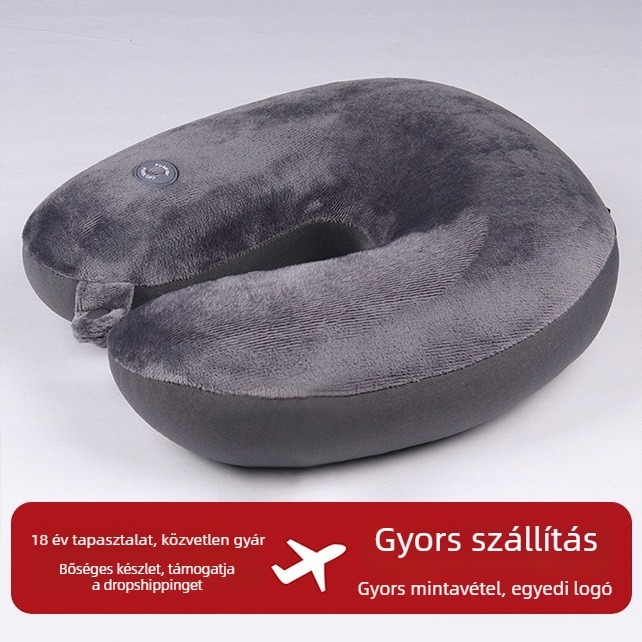 U-alakú utazó párna egy sebességű rezgő masszázs a nyaki tájék támogatására, töltőanyag habgranulátummal