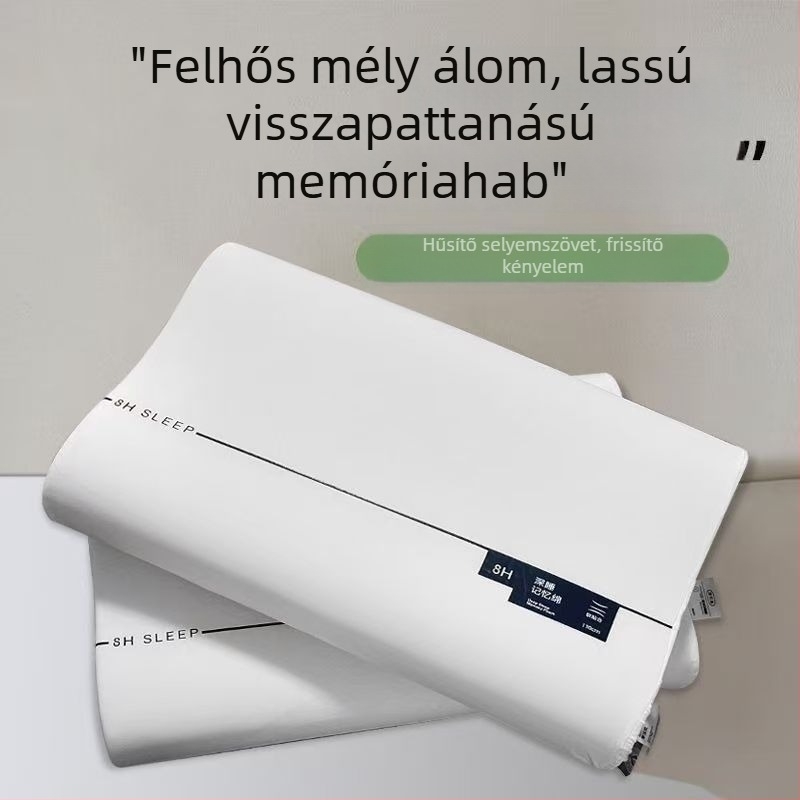 Memóriahabos nyak-támasz párna oldalsó fekvéshez, felnőtteknek, kötött huzattal, magasság 5–10 cm, tömeg 1,0–1,5 kg