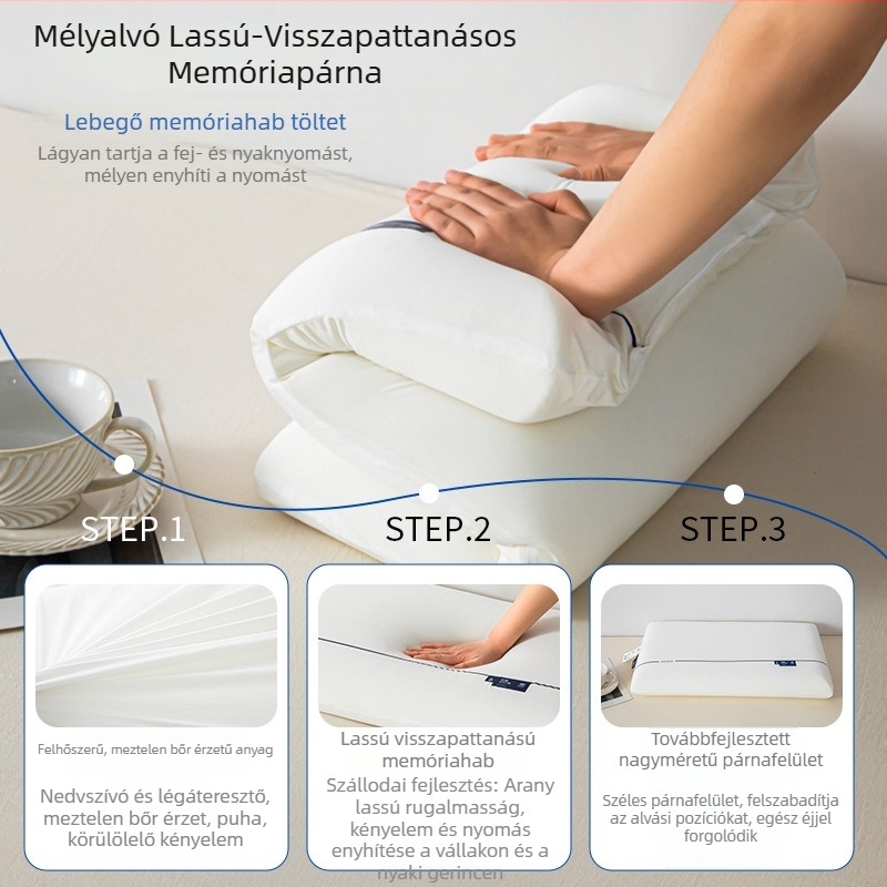 Memóriahabból készült párna mély alváshoz, nyak támogatás, nyomásmentes, lassú visszatérés, téglalap alakú hotelpárna Ice Silk huzattal