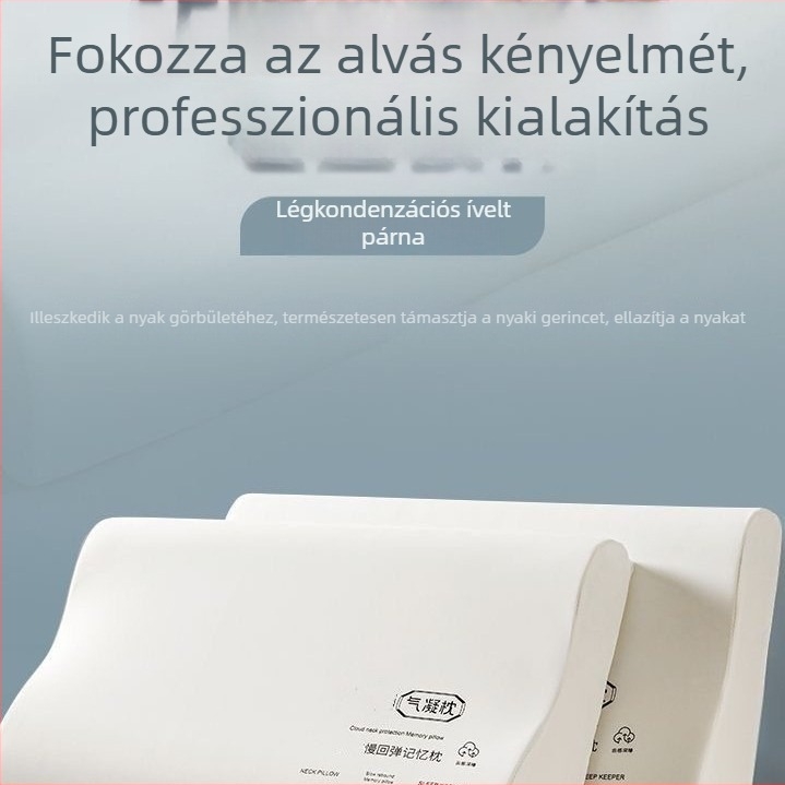 K80 memóriával töltött nyaki párna, zero nyomás, lassú visszapattanás, téglalap alakú, magasság 5–10 cm, tömeg 0,5–1 kg