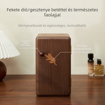 Fekete diófából készült tömörfa ékszerdoboz, kiváló minőségű kivitelezés, nagy kapacitás gyűrűk és fülbevalók számára