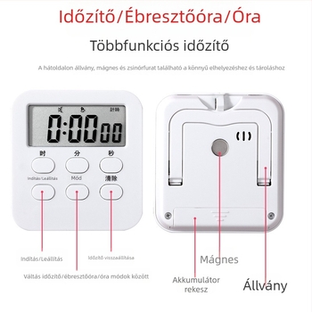 Nagy képernyős, csendes, multifunkcionális időmérő – tanuláshoz időzítő, konyha- és hálószobai ébresztő óra