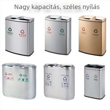 Testreszabható rozsdamentes acél szemetes nagy nyílású kivitel, szállodák, bevásárlóközpontok, repülőterek és metróállomások számára; belső műanyag bélés ujjlenyomat-mentes
