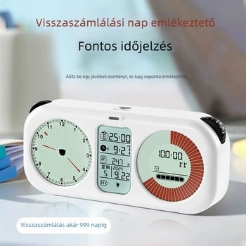 Vizuális tanulási időmérő önfegyelem nyomkövetővel, gyerekeknek szóló óra, ébresztő, dátum és 999 napos visszaszámláló