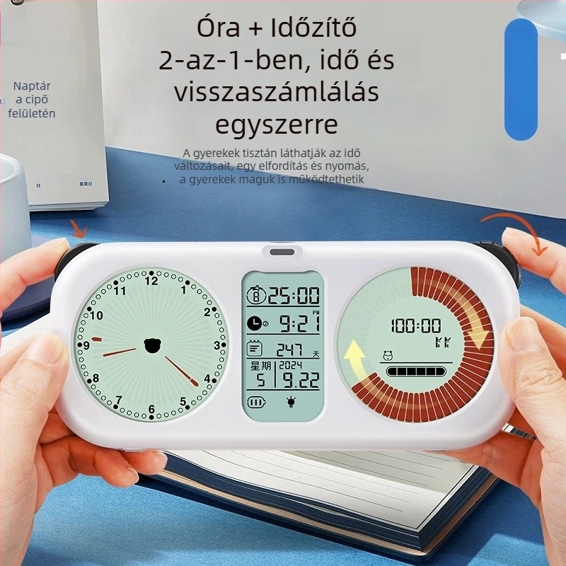 Vizuális tanulási időmérő önfegyelem nyomkövetővel, gyerekeknek szóló óra, ébresztő, dátum és 999 napos visszaszámláló