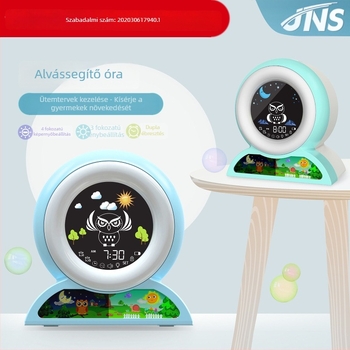 Gyerekeknek szóló ébresztőóra, alvás-edzés funkciókkal, digitális asztali óra, fehér zaj, dupla ébresztés