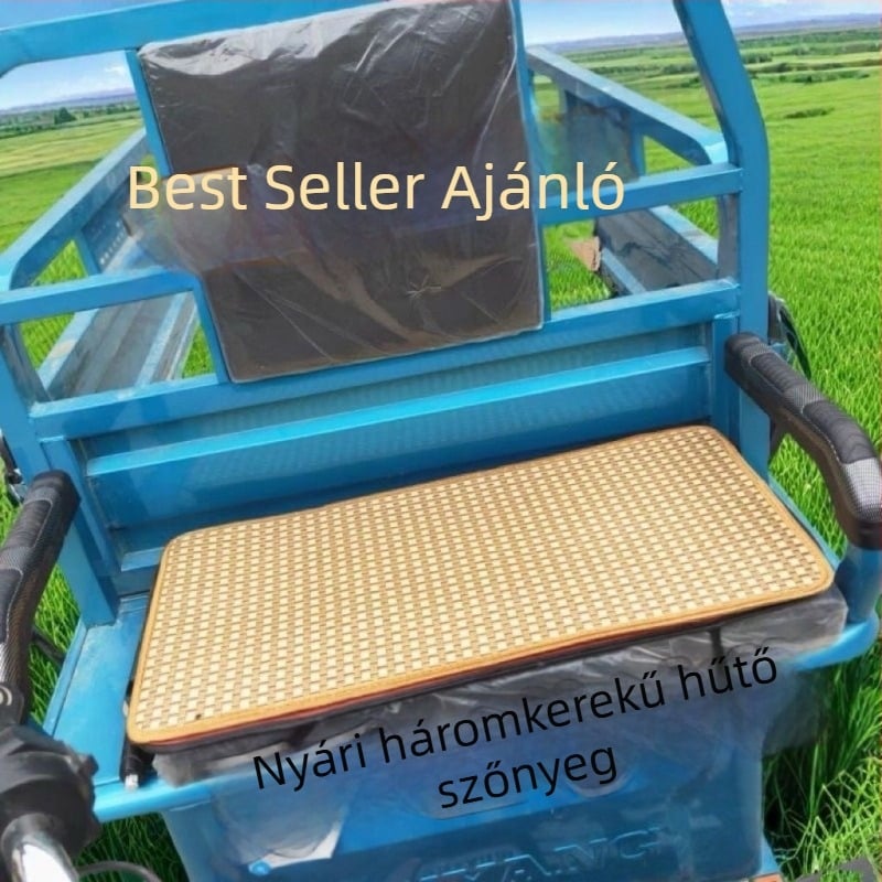 Kétoldalas rattan- és bambusz autóülés párna Ice Silk hűtőréteggel, csúszásmentes, nyári és egész éves használatra